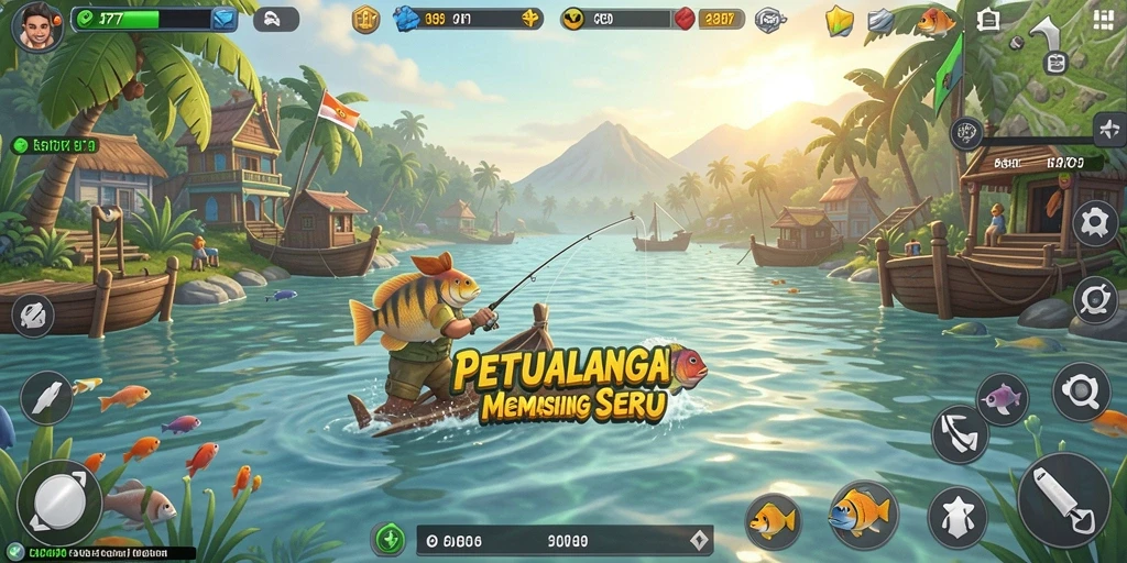 Screenshot gameplay API77 menampilkan petualangan memancing yang seru.