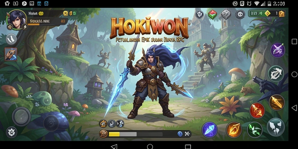 Screenshot utama HOKIWON menampilkan aksi seru dalam dunia RPG.