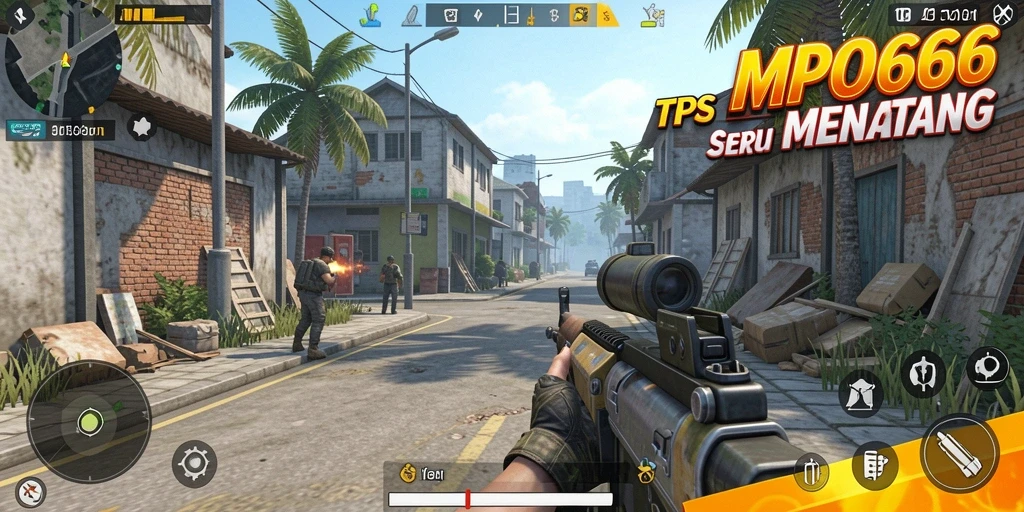 Screenshot utama MPO666 menampilkan aksi seru dalam gameplay TPS.