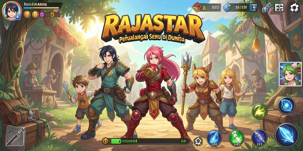 Screenshot gameplay RAJASTAR yang menunjukkan aksi seru karakter anime.